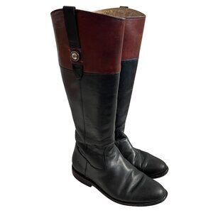 Frye knee high boots Jayden Button black brown zip up US womens 7 extended calf